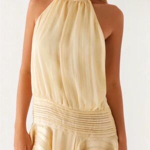 Peppermayo willow chiffon yellow halterneck dress